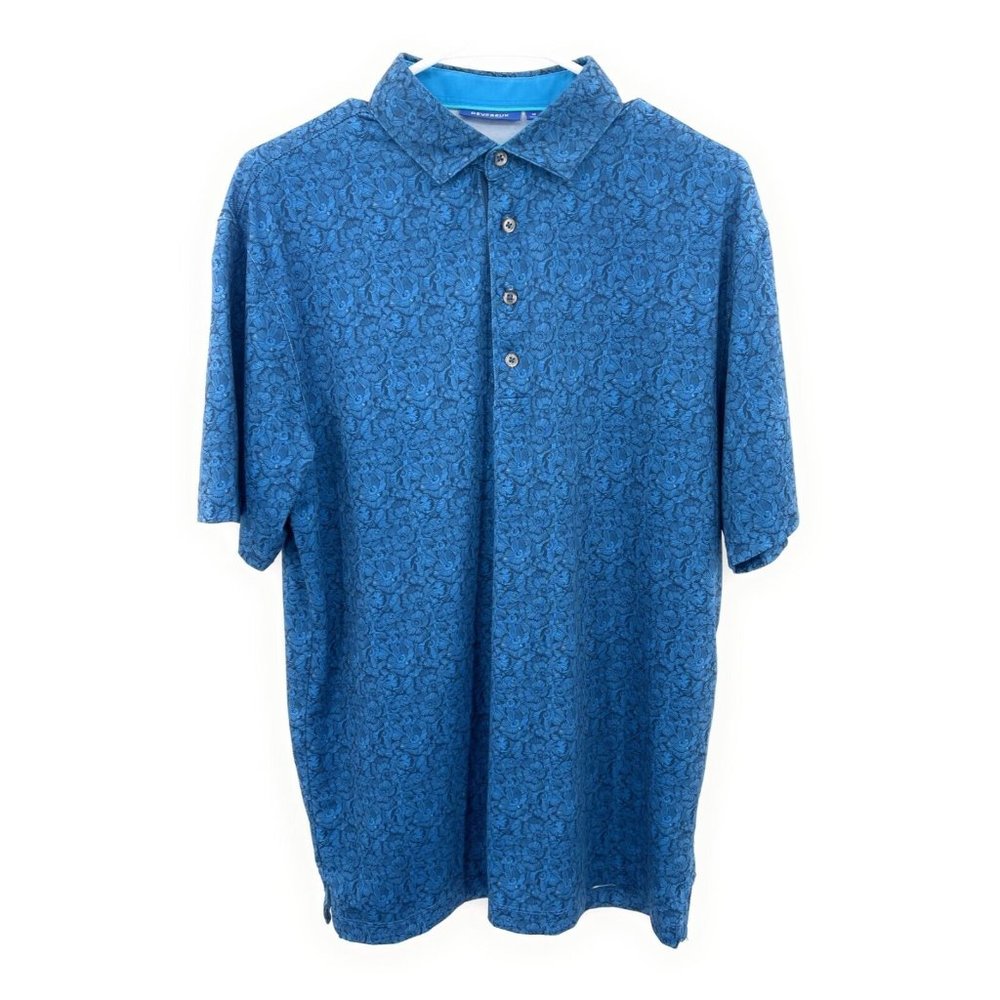 Devereux Golf Polo Shirt Polo Men's M‎ Blue Floral Abstract